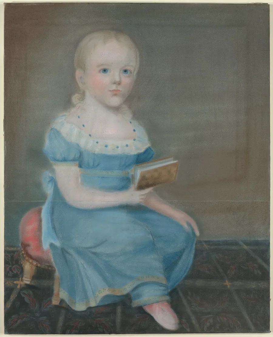 Portrait of a Girl with Blue Eyes and Blue Dress by B. Doyle