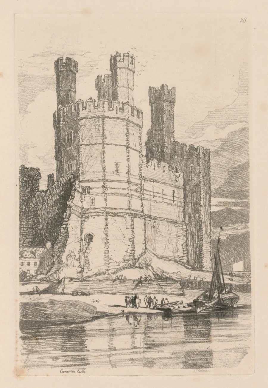 Liber Studiorum: Plate 28, Caernarvon Castle, N. Wales by John Sell Cotman