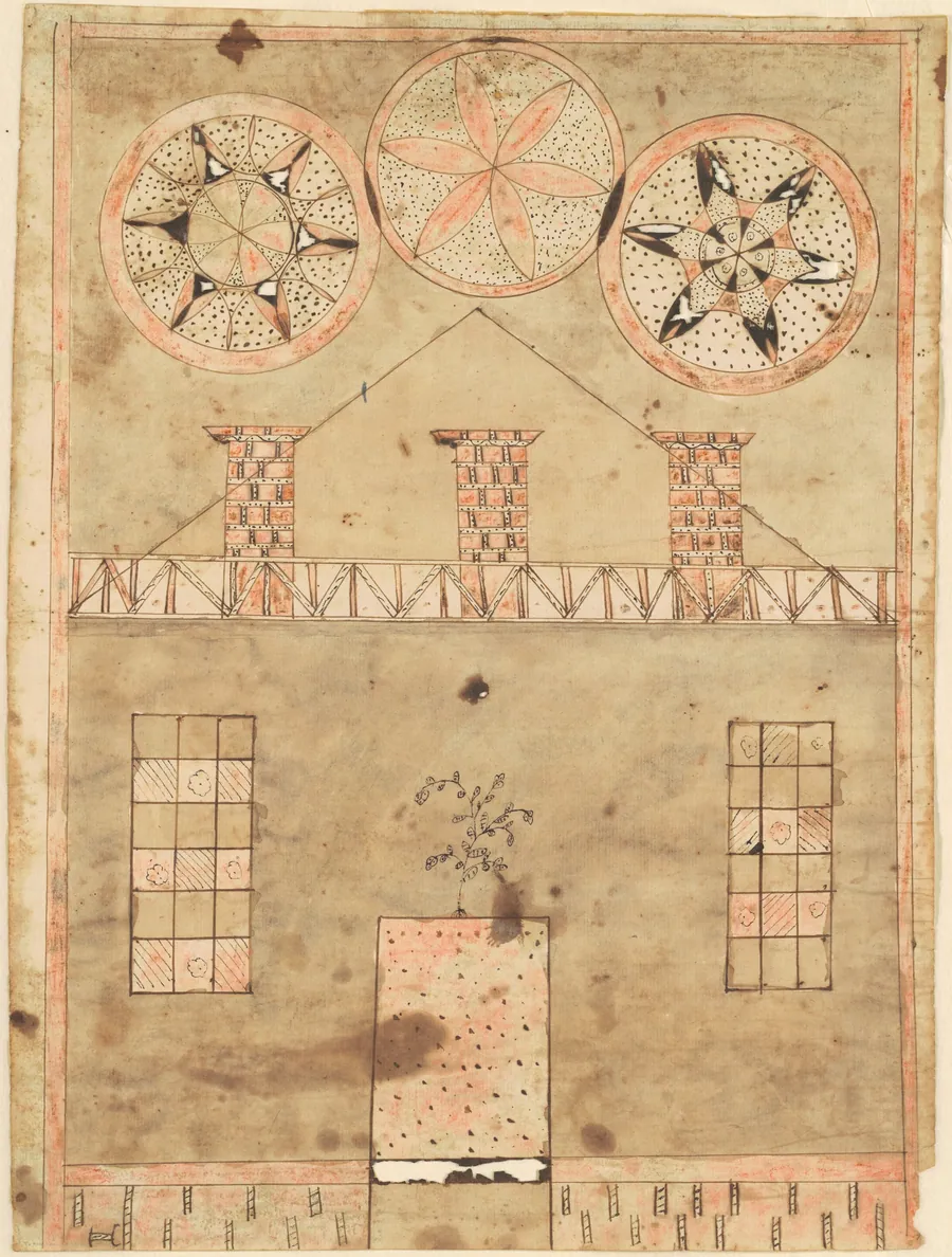 Fraktur House by American 19th Century
