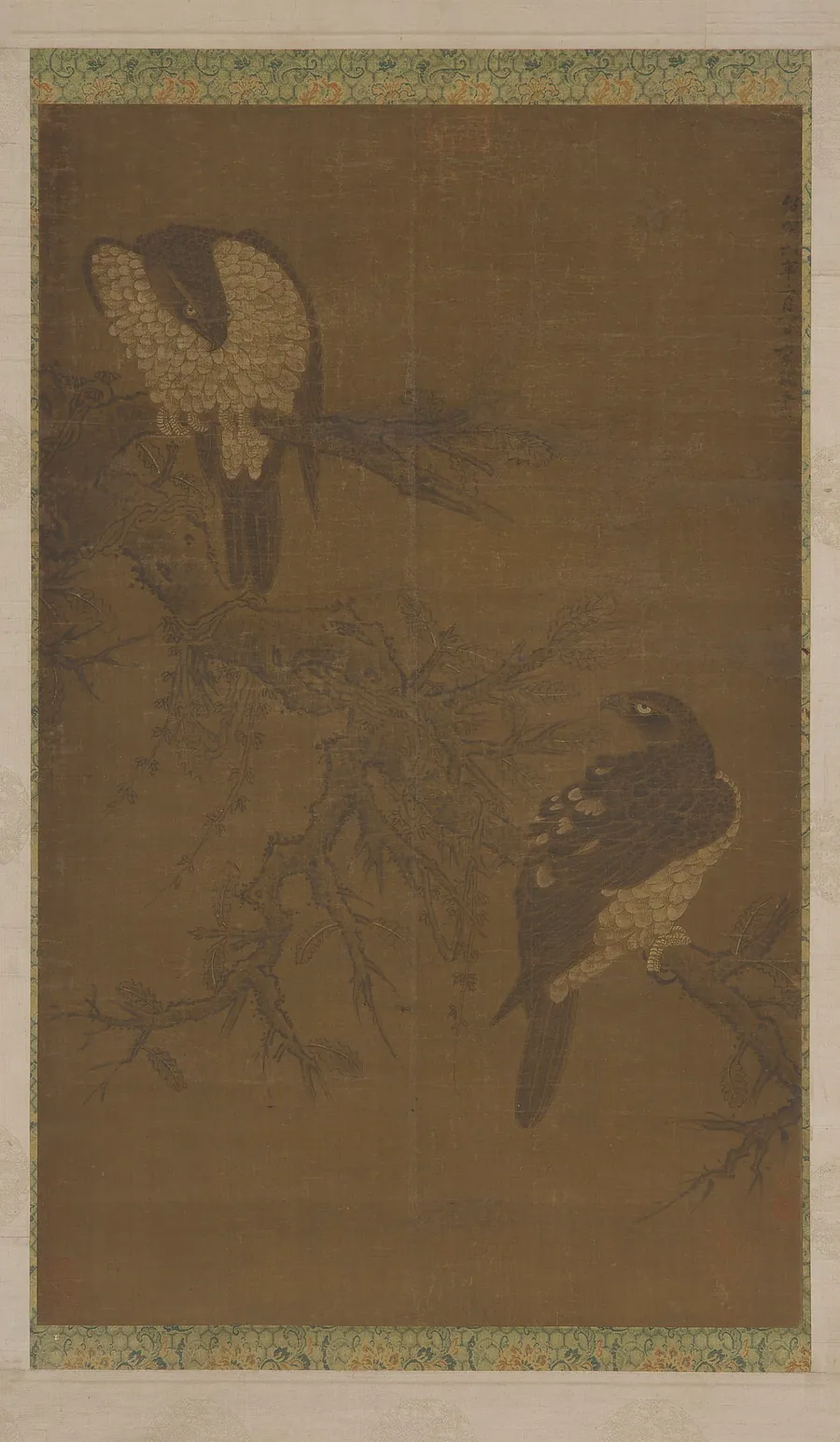 Two hawks on a withered bough by Formerly attributed to Li You (11th or 12th century)