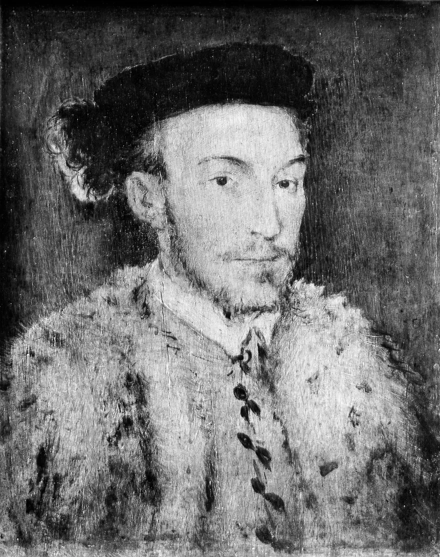 Portrait of a Man in a White Fur Coat by French Painter