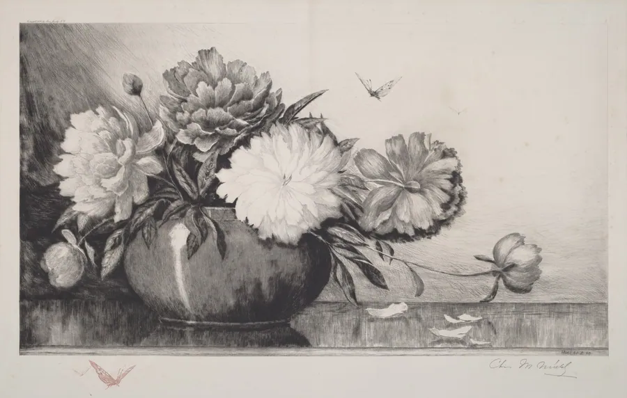 Untitled (Peonies in a Bowl) by Charles Frederick William Mielatz