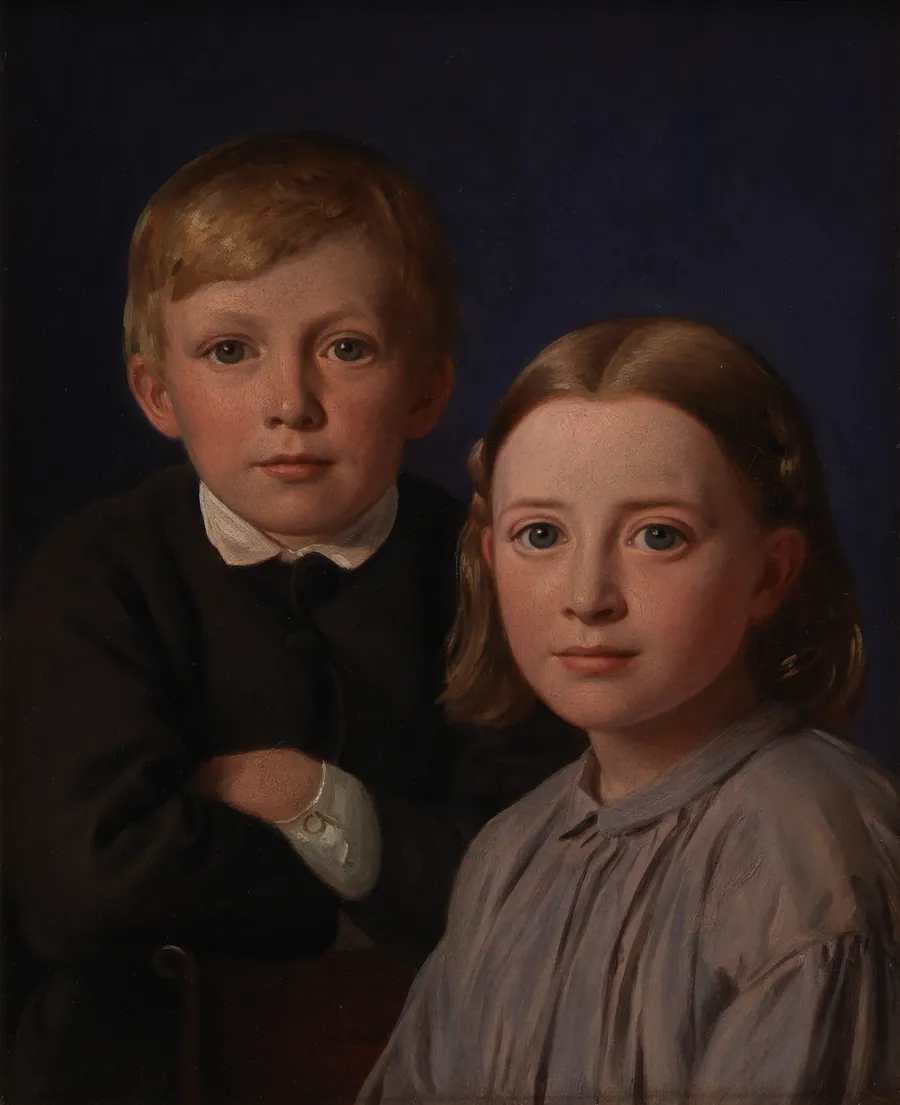 Jens Simmelkær Asmussen og Katrine Asmussen som børn by Constantin Hansen