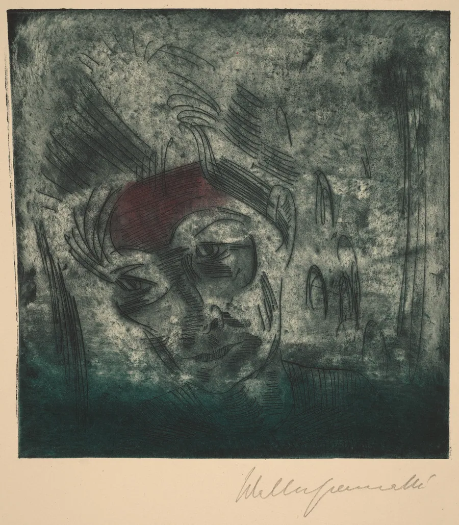 Bust of a Weary Man, Self-portrait (Ermüdender Kopf, Selbstporträt) by Walter Gramatté