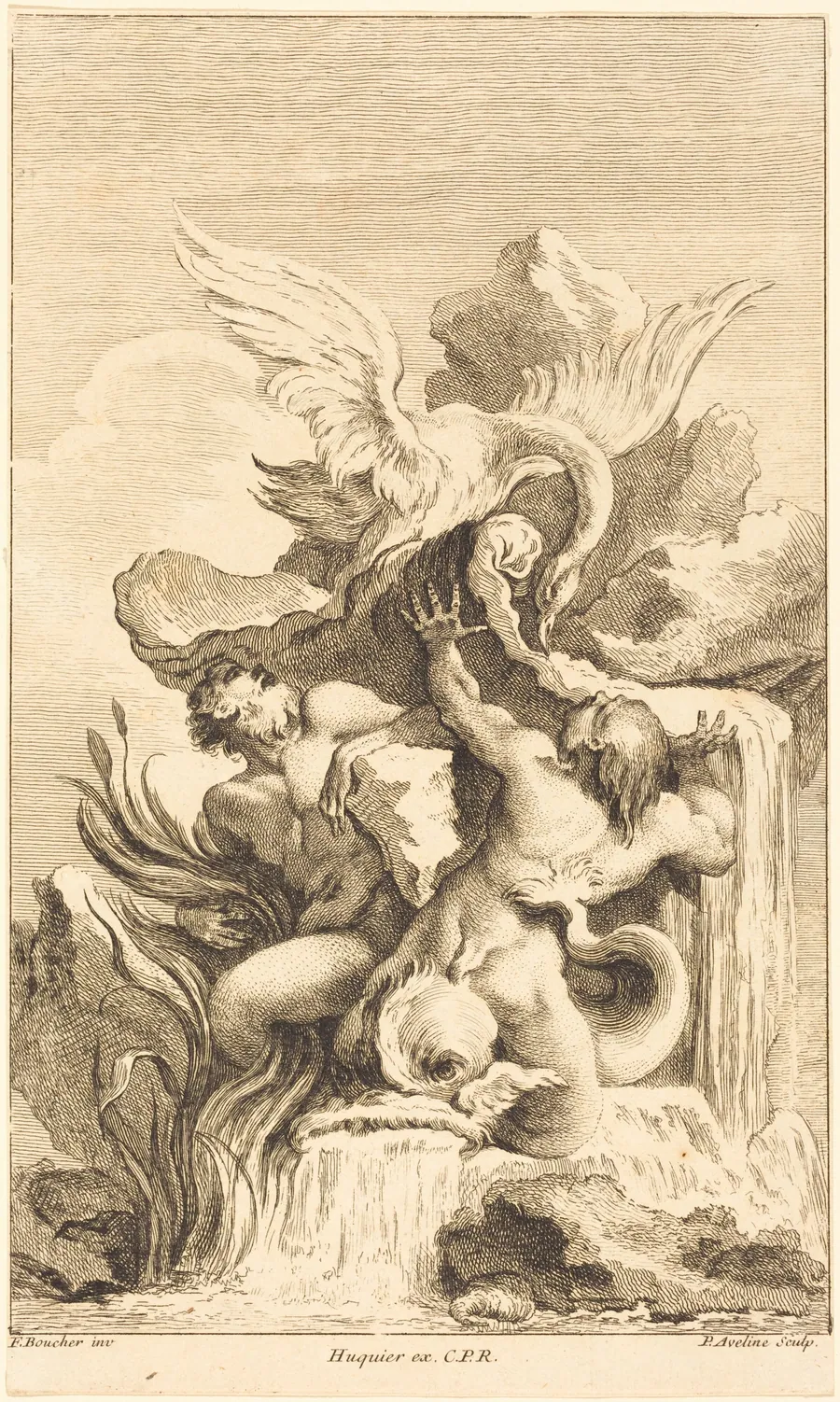 Two Tritons and a Swan by Pierre-Alexandre Aveline