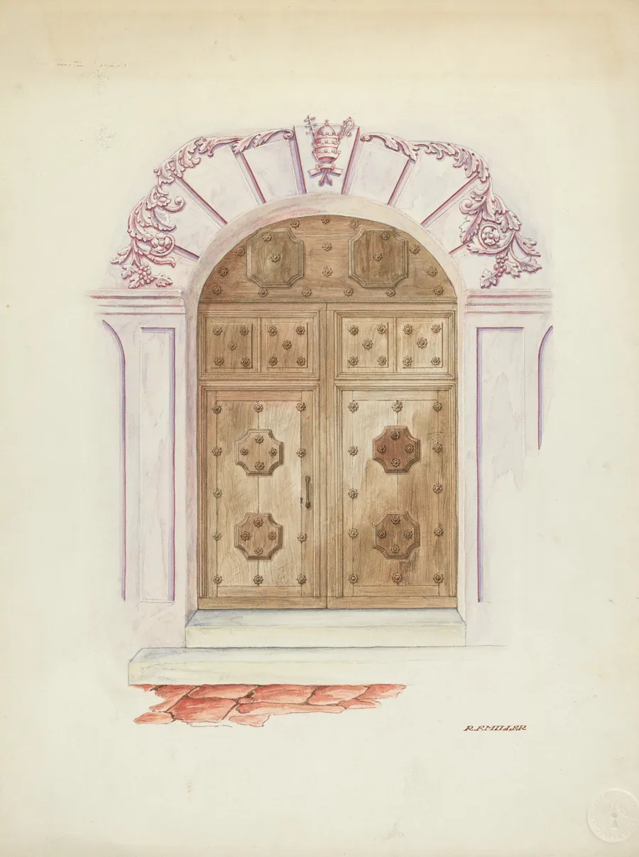 Doorway and Wall Painting by Randolph F. Miller