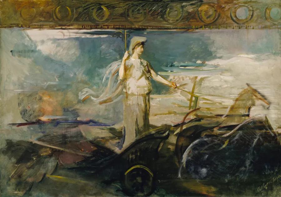 Minerva in a Chariot by Abbott Handerson Thayer, born Boston, MA 1849-died Dublin, NH 1921