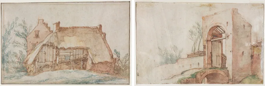 Peasant's Cottage (recto); Bridge and Gate (verso) by Abraham Bloemaert