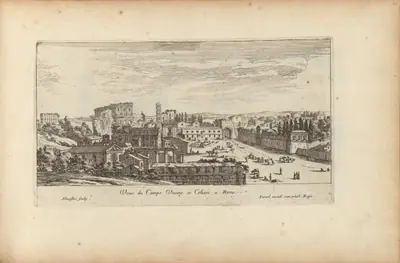 Veue du Campo Vacine et Colisée a Rome