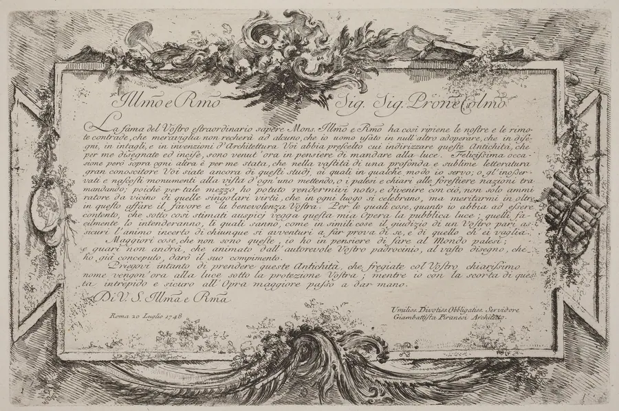 Dedication by Giovanni Battista Piranesi