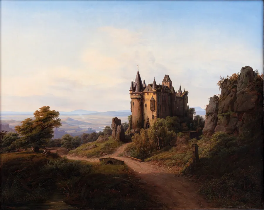 Slottet Büresheim ved Eifelfloden by F. Sødring