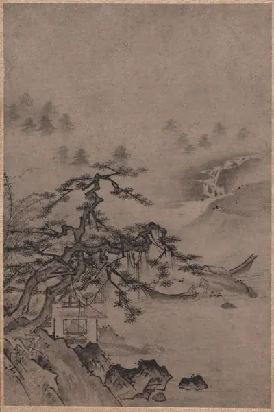 Thatched Hut by Water's Edge