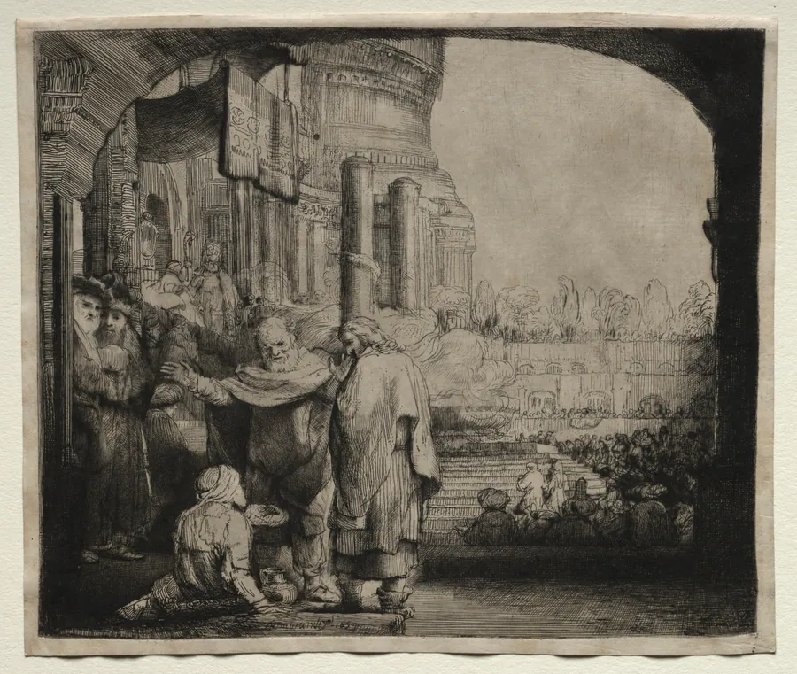 Peter and John Healing the Cripple at the Gate of the Temple by Rembrandt van Rijn