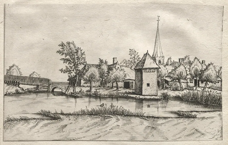 Views of Villages in Brabant and Campine:  A Moated Village by Master of the Small Landscapes
