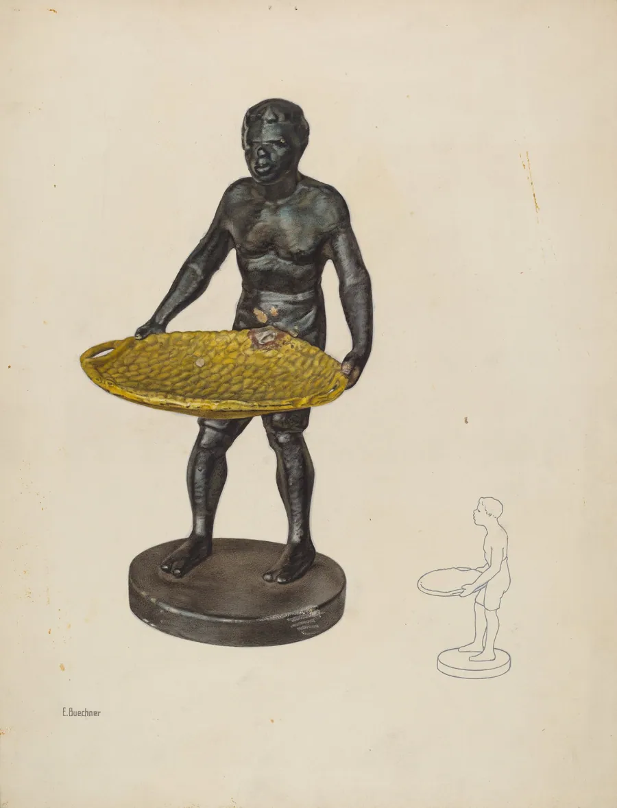 Nubian with Cotton Basket Card Tray by Edward W. Buechner