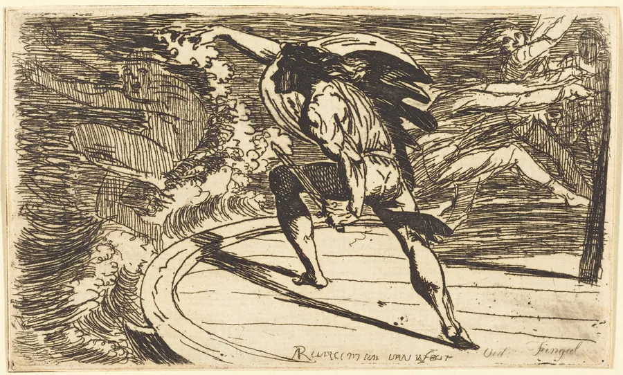 Cormar Attacking the Spirit of the Waters (Ossian, Fingal, Book III) by Alexander Runciman