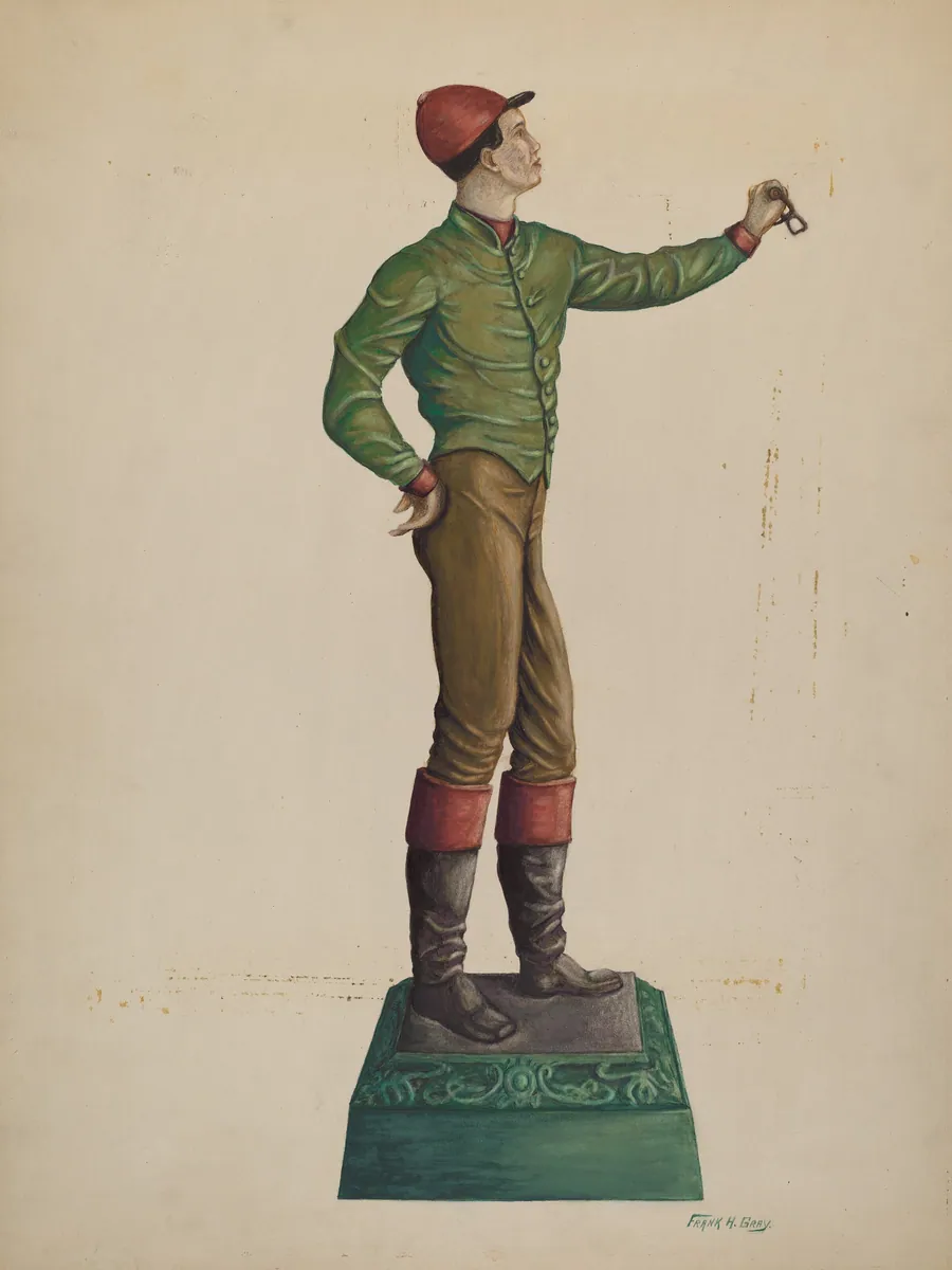 Cast Iron Jockey Hitching Post by Frank Gray