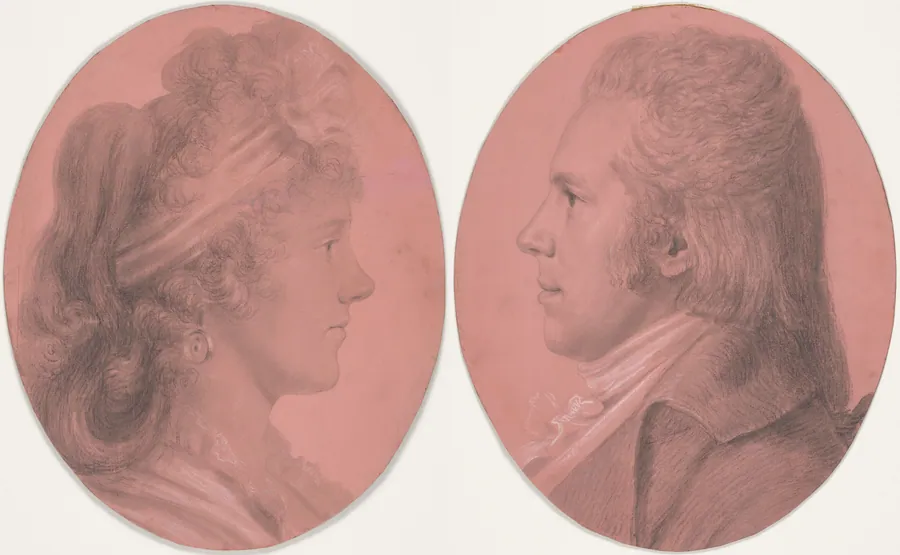 Portraits of Georges Arnold Fitzwilliam and Portrait of Eleanor Ramsay Fitzwilliam; a pair by Charles Balthazar Julien Fevret de Saint-Mémin
