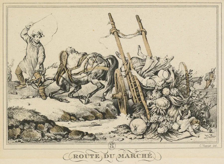 Scenes of Daily Life, Roads and Paths: Road to Market (Scènes de la vie quotidienne, Routes et Chemins: Route du Marché) by Carle Vernet