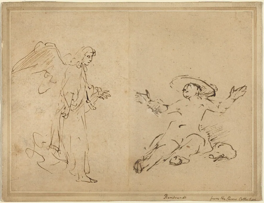 Hagar Seated at the Fountain by Rembrandt van Rijn