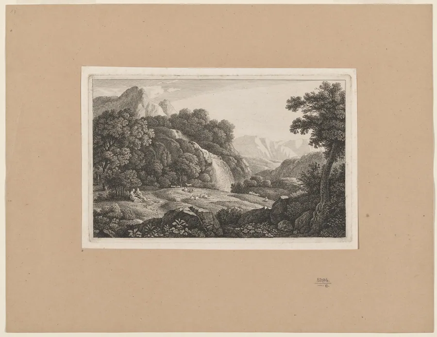 Classical Landscape with a Flutist by Monogrammist D