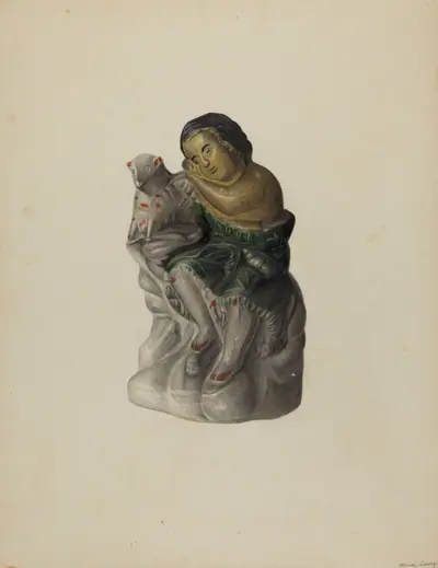 Pa. German Chalkware Mary and Her Lamb