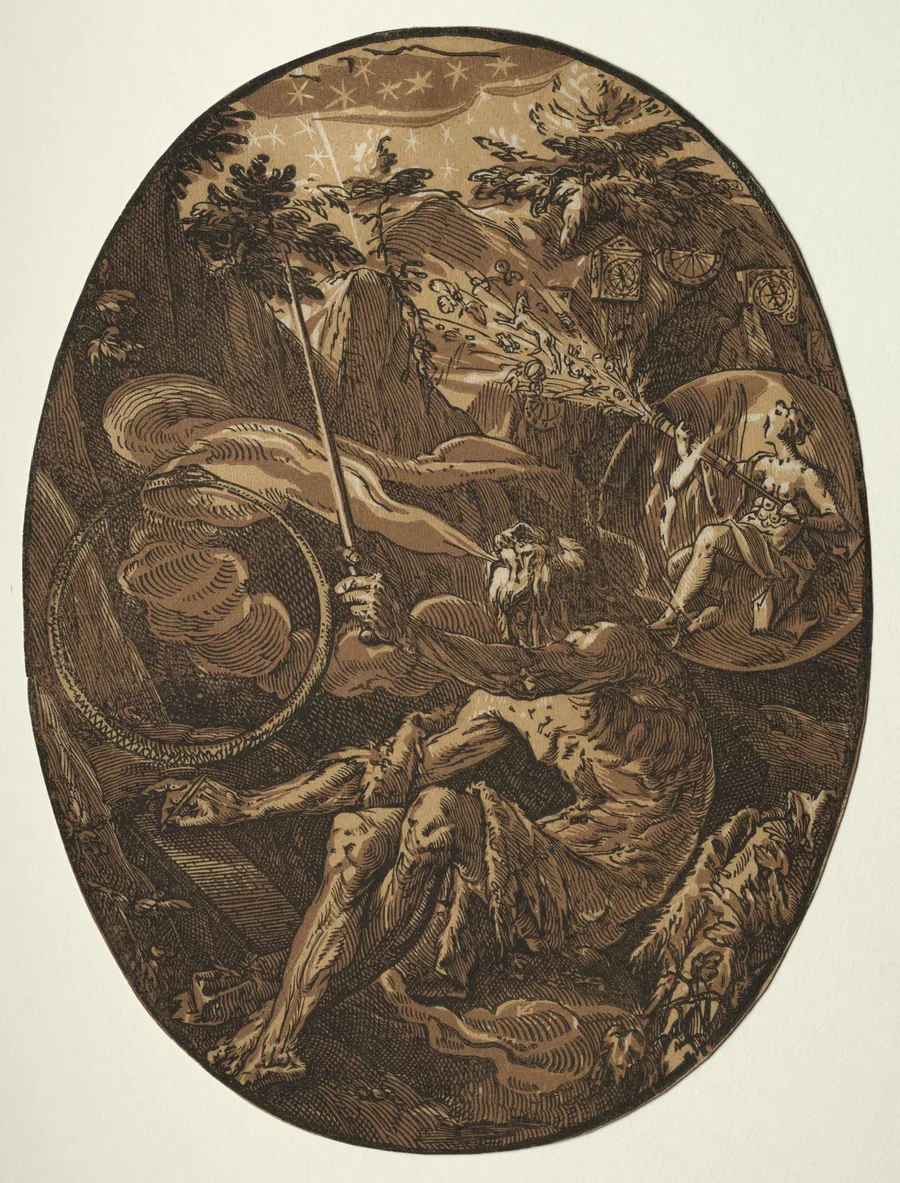 The Deities: Demogorgon in the Cave of Eternity by Hendrick Goltzius
