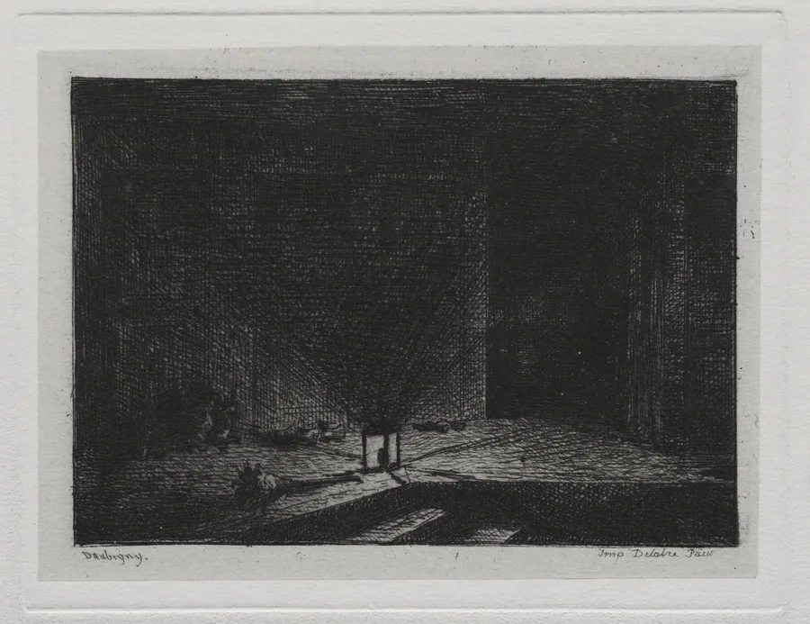 The Boat Trip:  Interior of an Inn (The Corridor of an Inn) by Charles François Daubigny