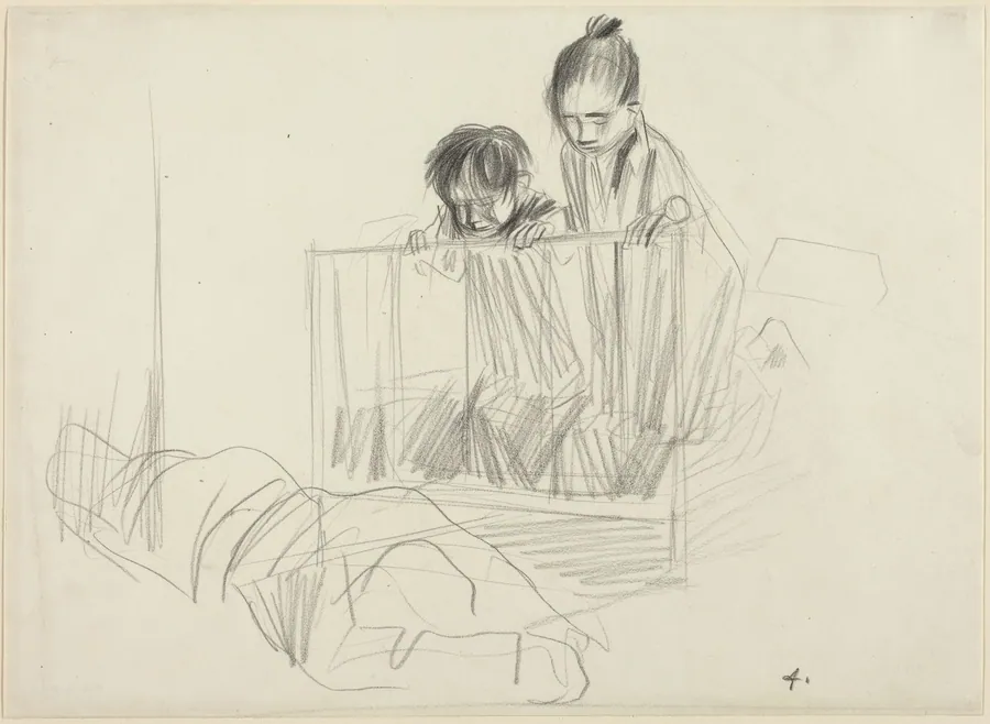 Children Looking over the Edge of a Crib by Jean-Louis Forain