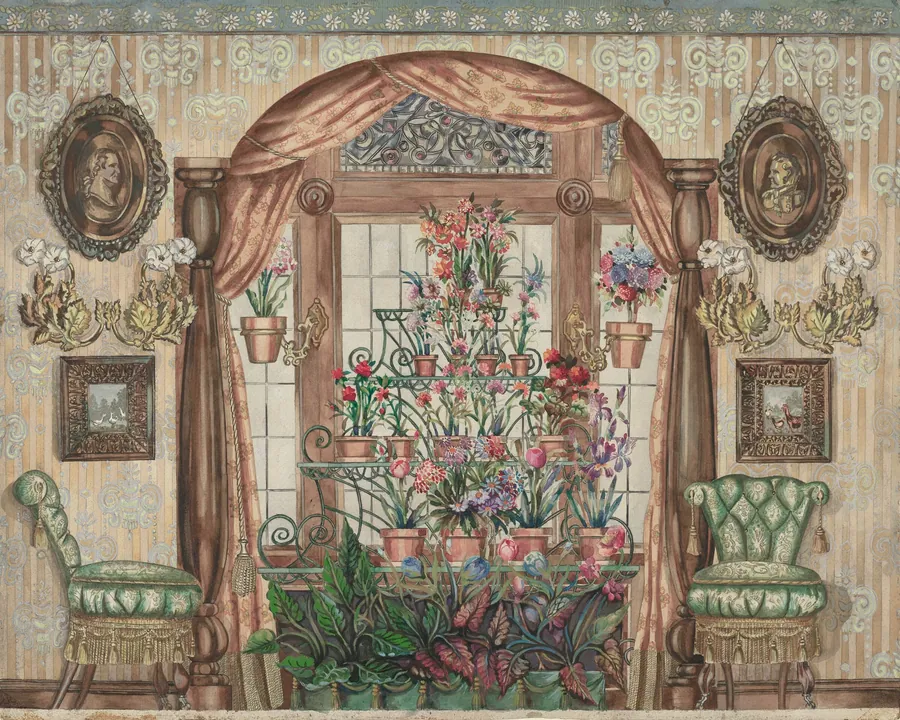 Conservatory Window with Flowers by Perkins Harnly