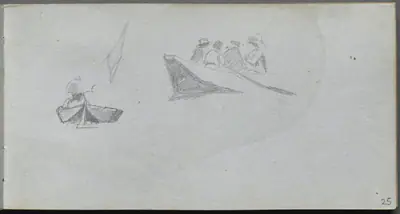 Sketchbook, page 25: Studies of Figures in Boats