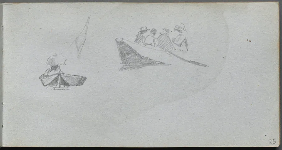 Sketchbook, page 25: Studies of Figures in Boats by Ernest Meissonier