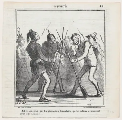 Is this really what the philosophers were thinking of when they asked that the nations should form a mutual bundle?, from 'News of the day,' published in Le Charivari, March 22, 1867