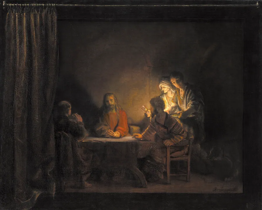 Kristus i Emmaus by Rembrandt van Rijn (værksted)