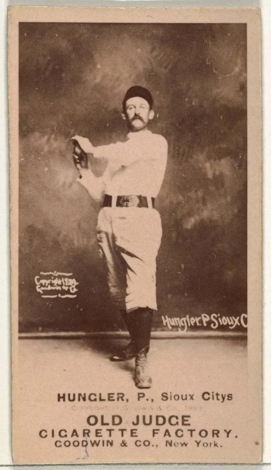 Al C. Hungler, Pitcher, Sioux City Corn Huskers, from the Old Judge series (N172) for Old Judge Cigarettes by Goodwin & Company