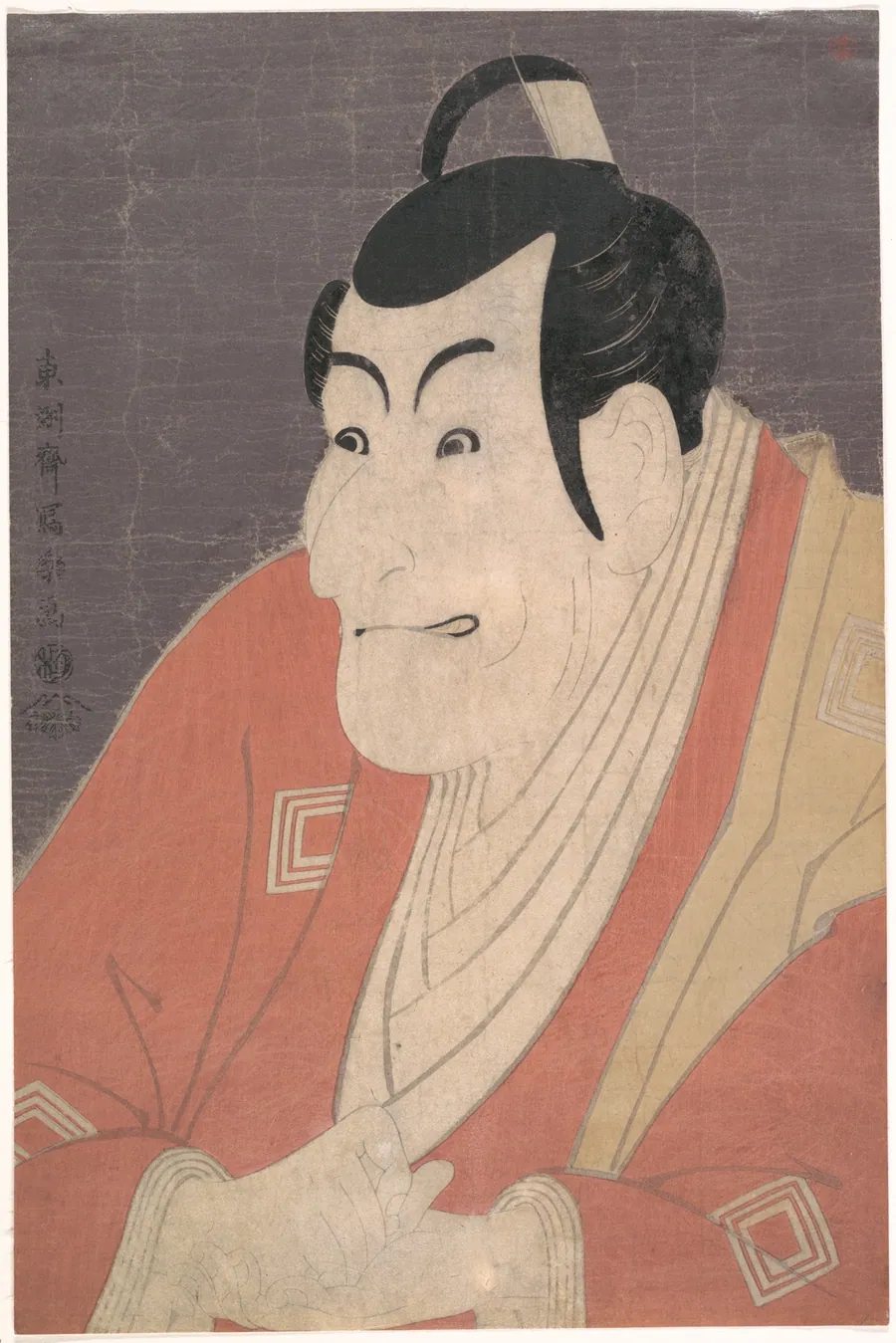市川鰕蔵の竹村定之進|Kabuki Actor Ichikawa Ebizō (Ichikawa Danjūrō V) in the play The Colored Reins of a Loving Wife (Koi nyōbō somewake tazuna) by Tōshūsai Sharaku
