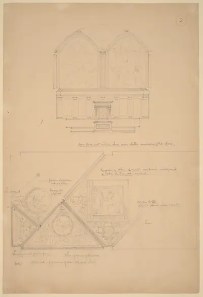 Study of an Altarpiece and Ceiling Panels