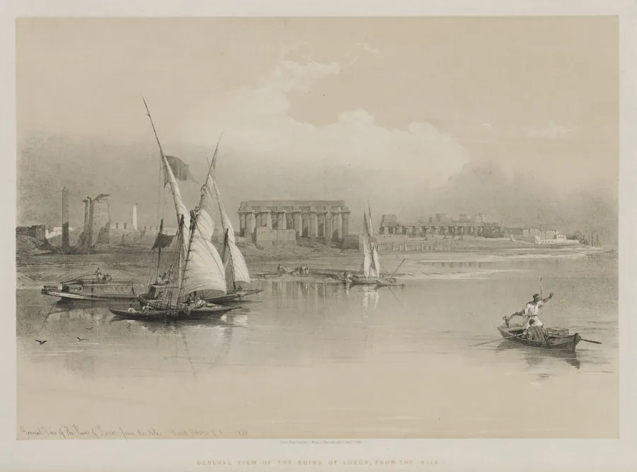 Egypt and Nubia, Volume I: General View of the Ruins of Luxor, From the Nile by Louis Haghe