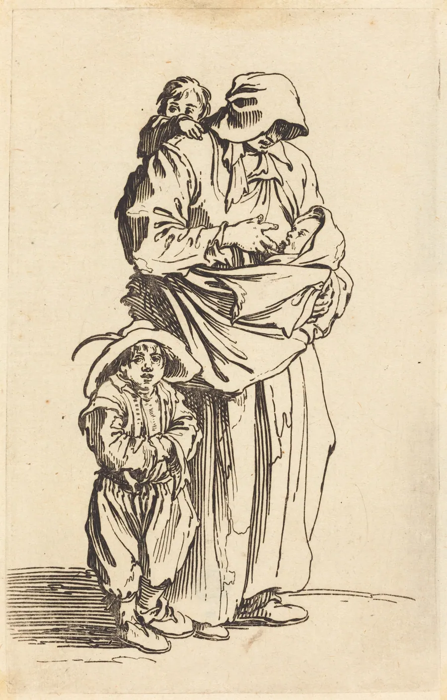 Mother and Three Children by Jacques Callot