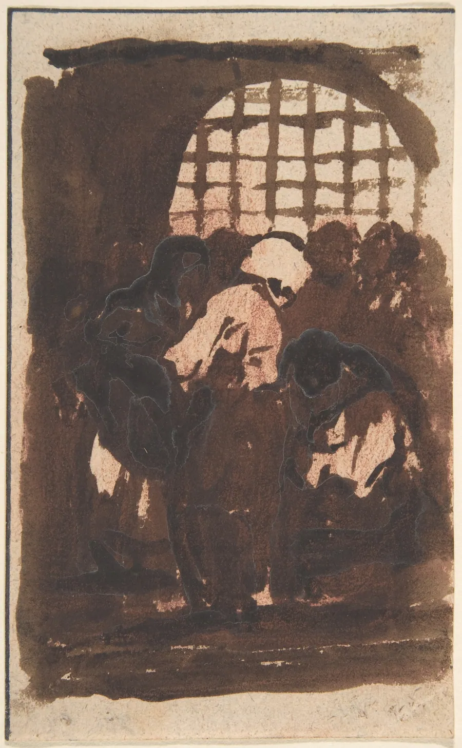 Figures inside a prison (recto), a monstrous animal (verso) by Goya (Francisco de Goya y Lucientes)