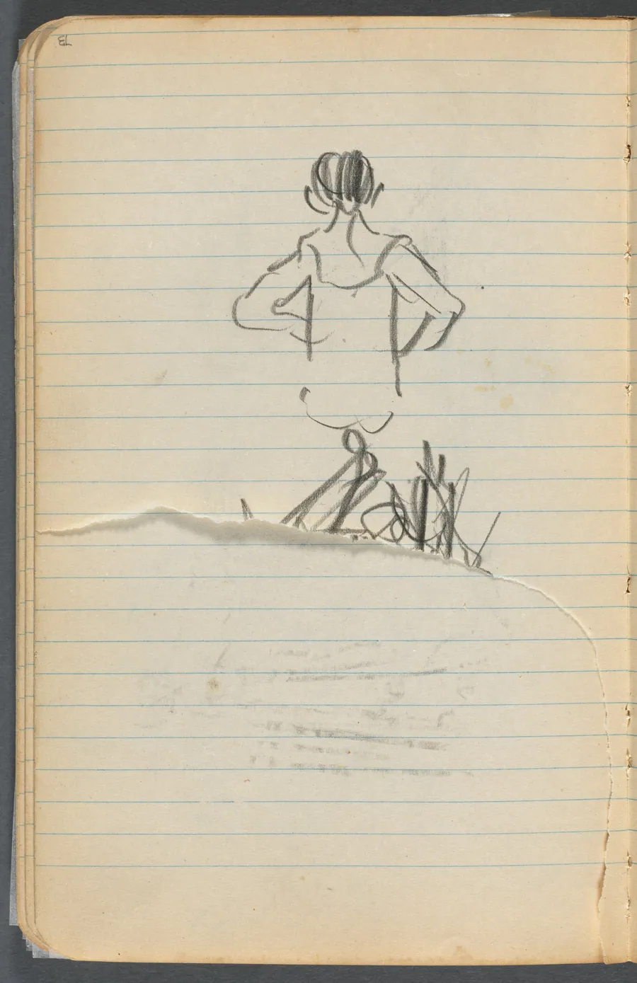 Sketchbook, page 073: Male Figure seen from the back by Maurice Prendergast