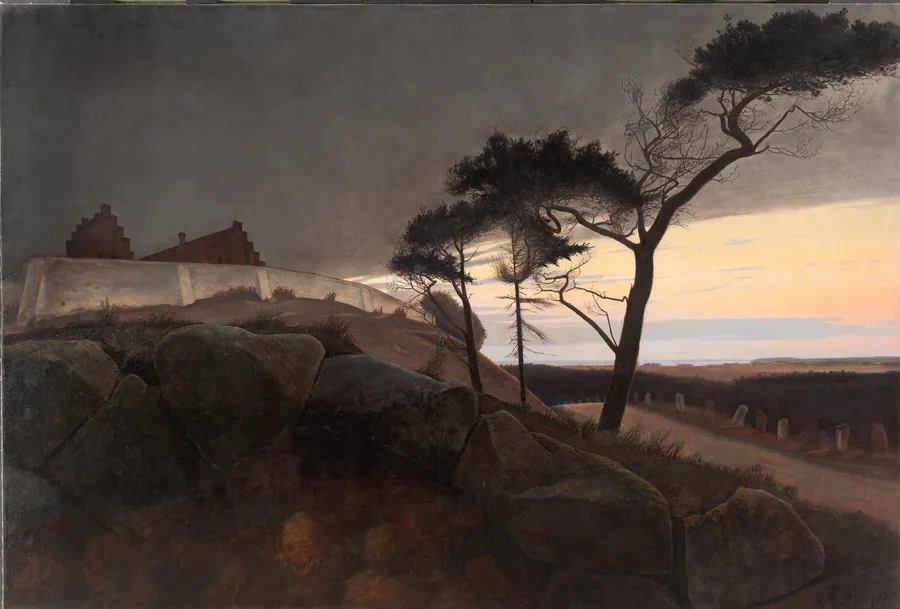Efter solnedgang. "Nu skrider Dagen under, og Natten vælder ud" by L.A. Ring