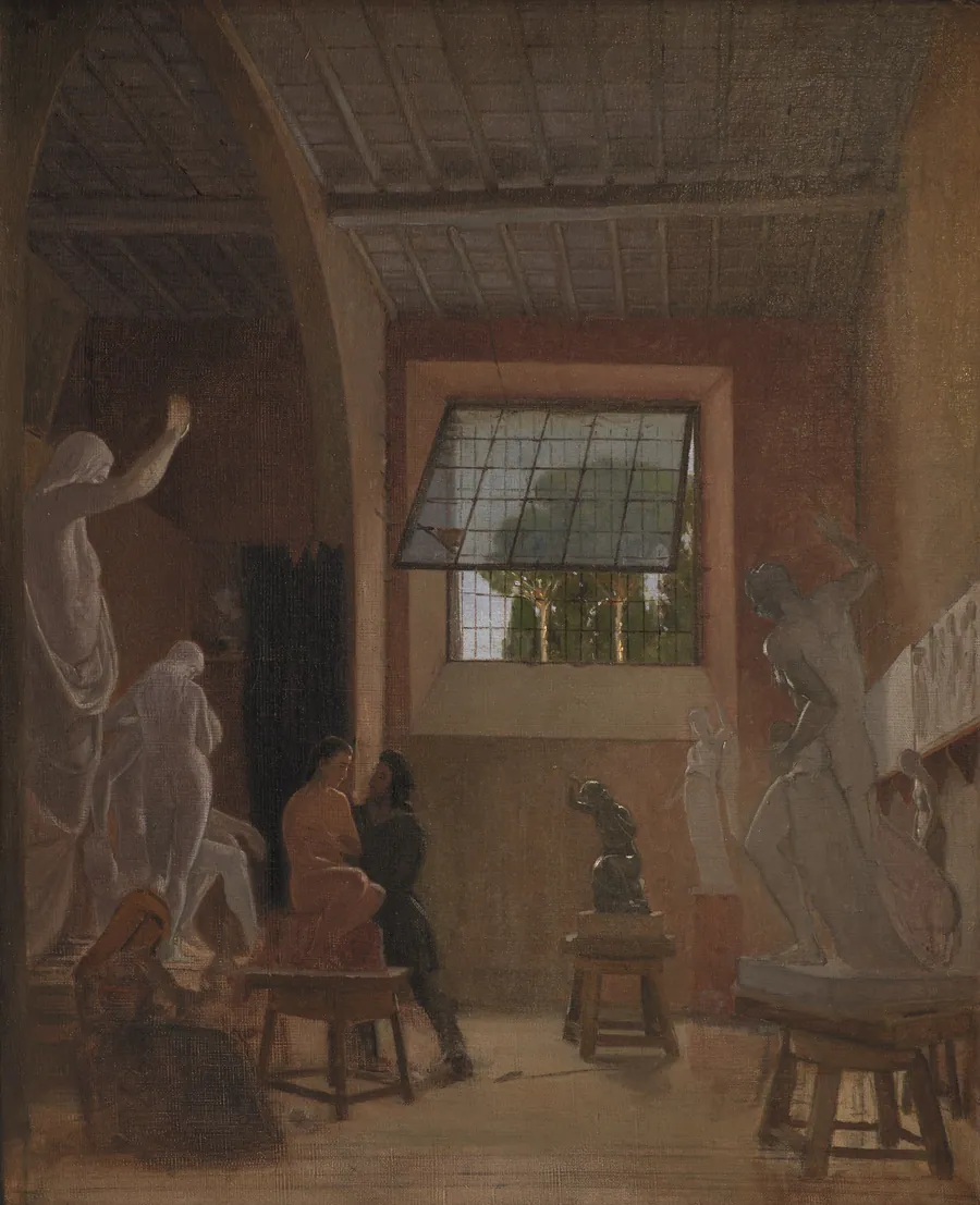 Billedhuggeren Jens Adolph Jerichau i sit atelier i Rom by David Jacobsen
