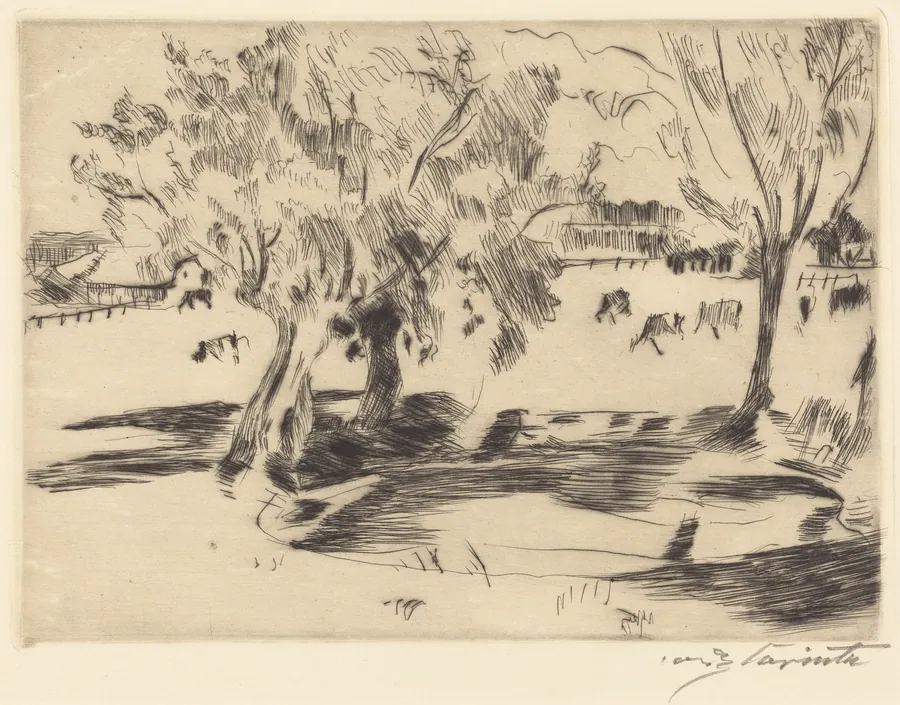 Landschaft mit Kühen (Landscape with Cows) by Lovis Corinth