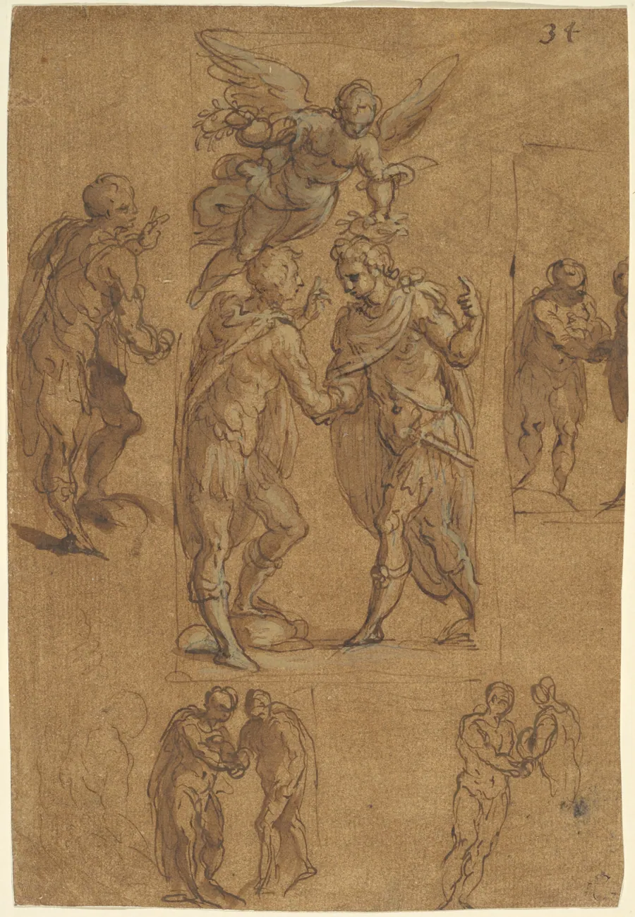 Two Soldiers Crowned by Victory by Jacopo Palma il Giovane