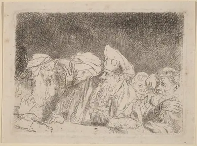 The Pharisees Debating (Fragment from the Hundred Guilder Print)