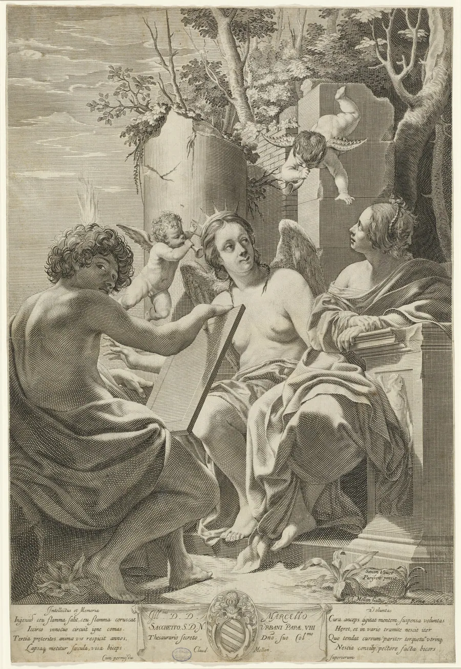 Allegory of Intellect, Memory, and Will by Claude Mellan