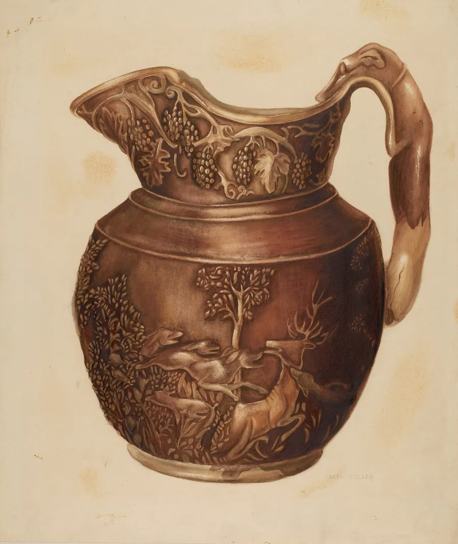 Pitcher w/ Hound Handle by Edith Miller