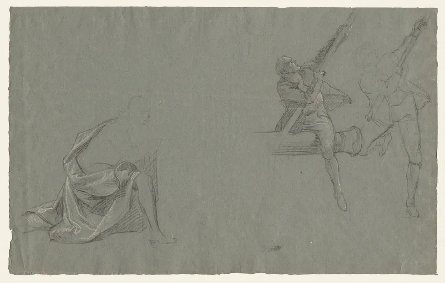 Drapery Study; Two Figures Pulling a Pole by John Singleton Copley