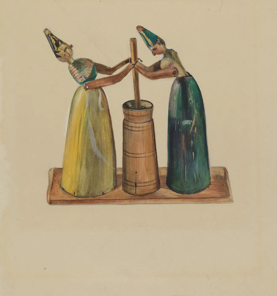 Woman Churning by Mina Lowry